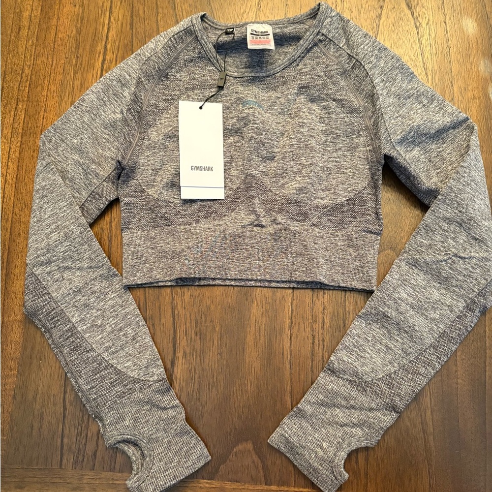 Gymshark Women's Heathered Gray Crop Sweatshirt